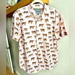 Bonobos Men's Casual Salmon Shirt with Tiger Pattern